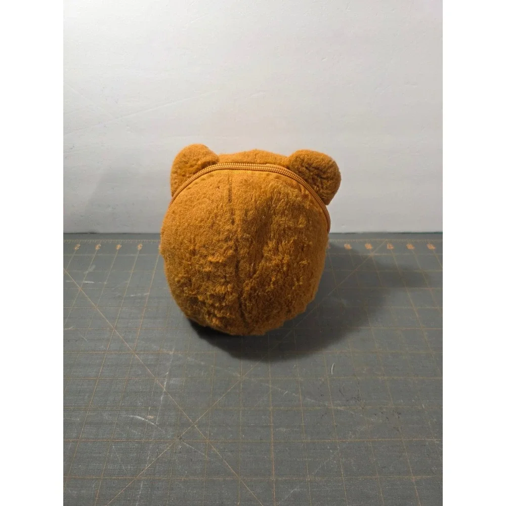 American Greatings Plush Bear Head Zipper Pouch Brown Small Kids Accessory 5in